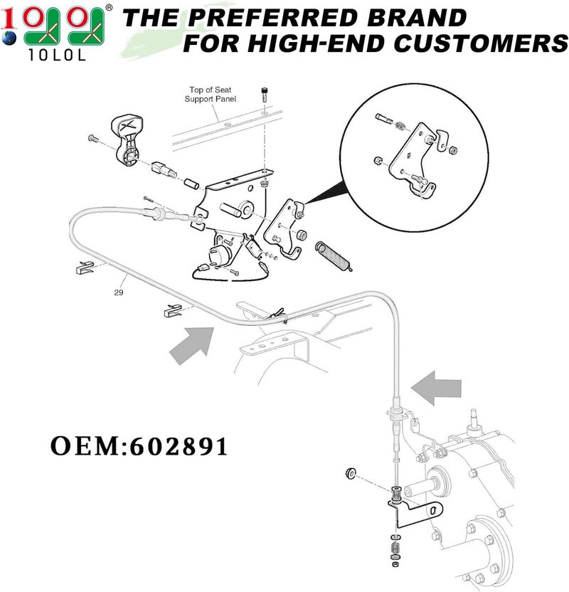 10L0L 66 Inch Transmission Forward Reverse Push/Pull Shifter Cable for EZGO Golf Carts - Image 2