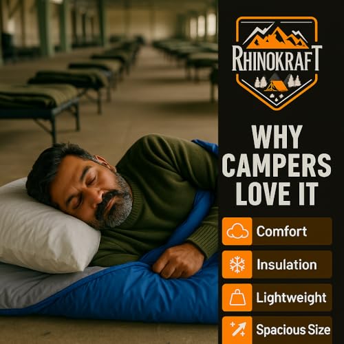 RhinoKraft Spartan Rectangular Sleeping Bag | Lightweight 1.3 kg | Comfort 12 °Celcius | Durable Nylon & Reliance Fibre | Packable for Camping, Biking & Trekking - Image 3