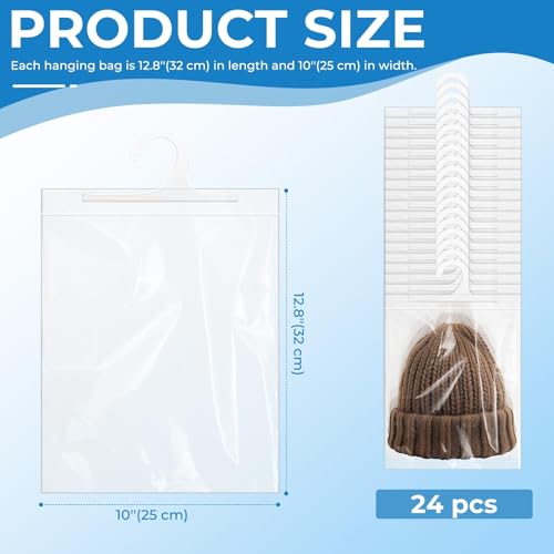 WYOMER 24 Pcs Hanging Storage Bags, Reusable Clear Hanging Bags, Hook Hanging Bags for Classroom, Library, Pharmacy, Armoire, Bathroom(10'' x 12.5'') - Image 2