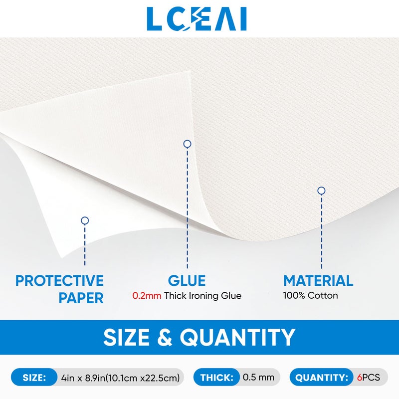 LCEAI Iron On Patches for Clothes, Fabric Patches - Inner Denim Repair, Decorative Clothing & Various Fabric Repairs (6 Pack, 4x8.9 Inches, White) - Image 2