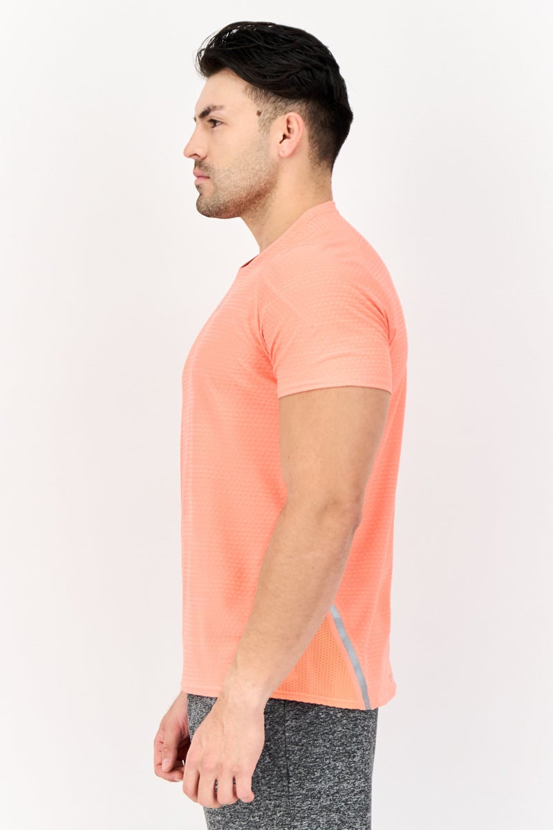 Adidas Men Regular Fit Brand Logo Short Sleeves Running T-Shirt, Coral - Image 2