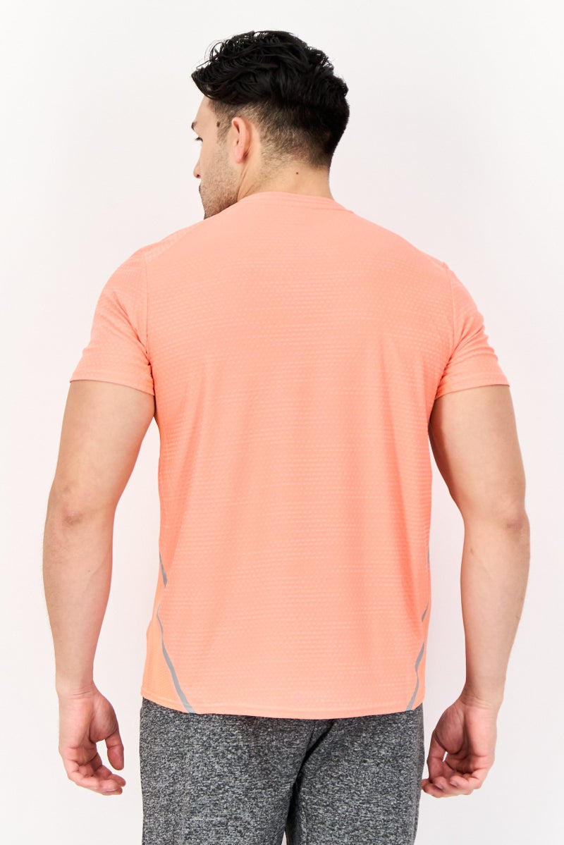 Adidas Men Regular Fit Brand Logo Short Sleeves Running T-Shirt, Coral - Image 4