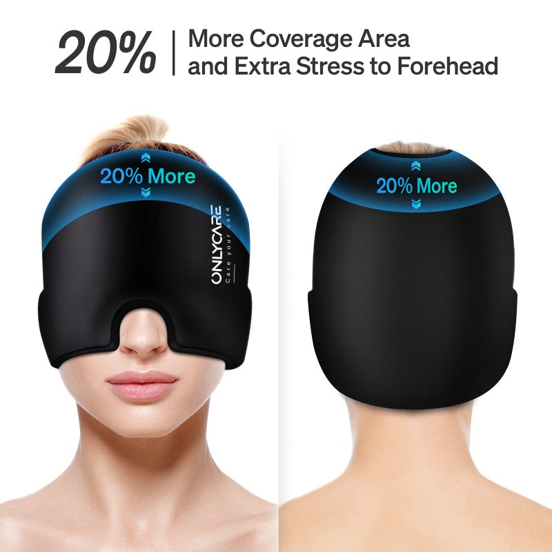 ONLYCARE Migraine Relief Cap, Upgraded Odorless Headache Relief Cap, 360Â° Gel Surround Ice Pack Mask for Migraine, Sinus, Stress, Frontal Headaches (Black) - Image 5
