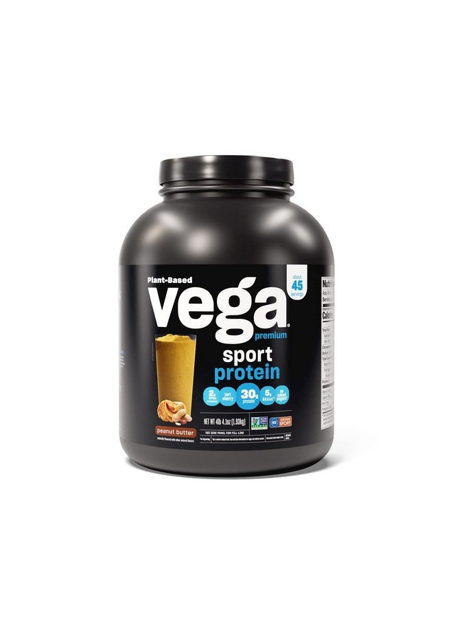 Vega Vega Premium Sport Protein Peanut Butter Protein Powder, Vegan, Non Gmo, Gluten Free Plant Based Protein Powder Drink Mix, Nsf Certified For Sport, 4Lb 4.1 Oz  - Image 1
