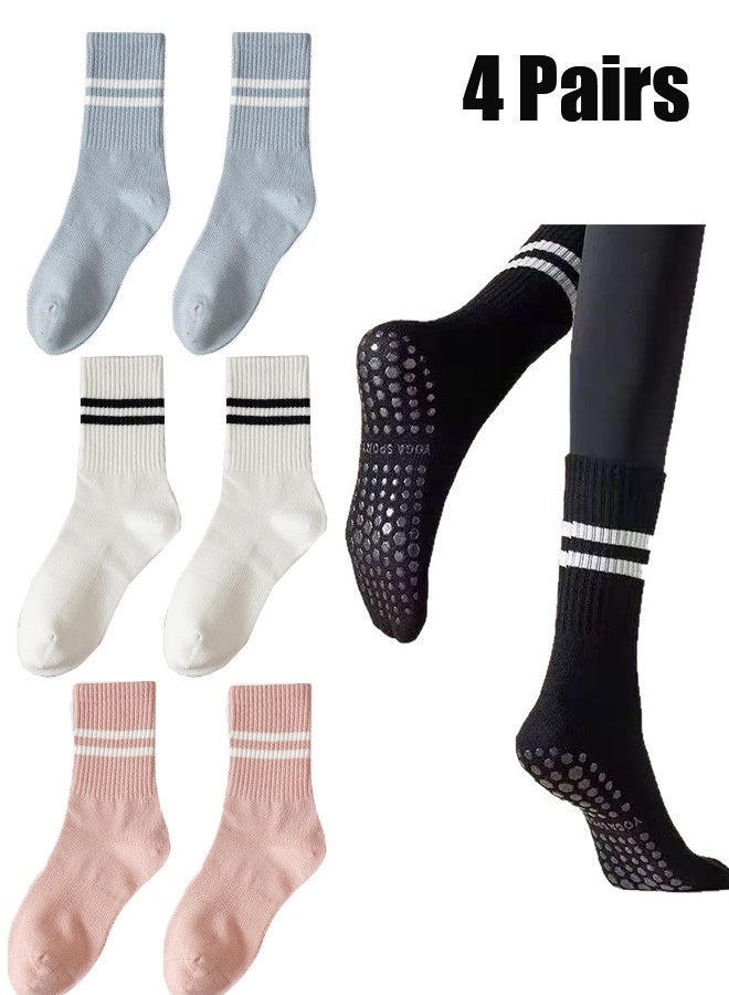 KANGLI 4 Pairs Yoga Socks For Women，Non Slip Socks Pilates Socks For Yoga,Pilates,Ballet, Dance, Workout, Hospital - Image 1