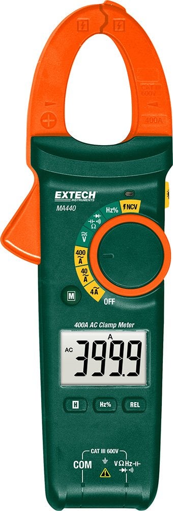 Extech MA440 400A AC Clamp Meter with Non-Contact Voltage Detection, True RMS, 4000 Count Display, Continuity Tester, Resistance & Frequency Measurement, Compact Digital Multimeter for Electricians - Image 1