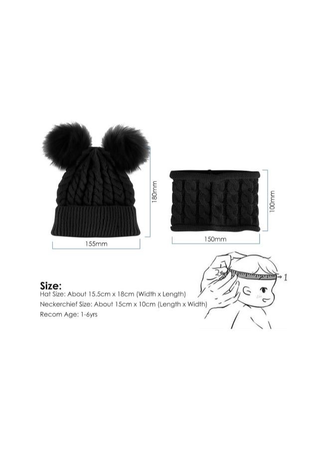 silvercnc 2PCS Toddler Baby Knit Hat Scarf Winter Warm Beanie Cap with Circle Loop Scarf Neckwarmer - Image 3