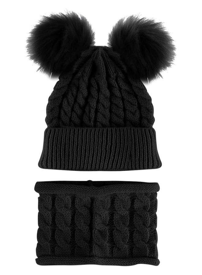 silvercnc 2PCS Toddler Baby Knit Hat Scarf Winter Warm Beanie Cap with Circle Loop Scarf Neckwarmer - Image 1