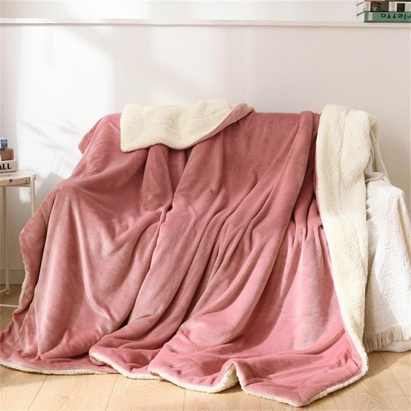 Goyal's Ultra Soft Flannel Sherpa Blanket for AC Room, Mild & Heavy Winter Use | Single Bed Reversible Plush 500GSM Blanket 55 x 90 Inches | Thick Warm Cozy Dual Layer Microfibre Throw - Onion Pink - Image 1