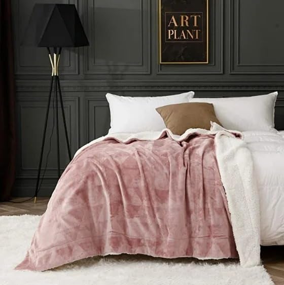 Goyal's Ultra Soft Flannel Sherpa Blanket for AC Room, Mild & Heavy Winter Use | Single Bed Reversible Plush 500GSM Blanket 55 x 90 Inches | Thick Warm Cozy Dual Layer Microfibre Throw - Onion Pink - Image 2