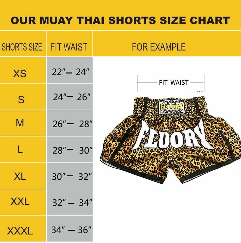 FLUORY شورتات موياي تاي مقاس: XS S M L XL 2XL 3XL 4XL، شورتات ملاكمة للرجال/النساء/الأطفال بألوان متعددة - Image 4