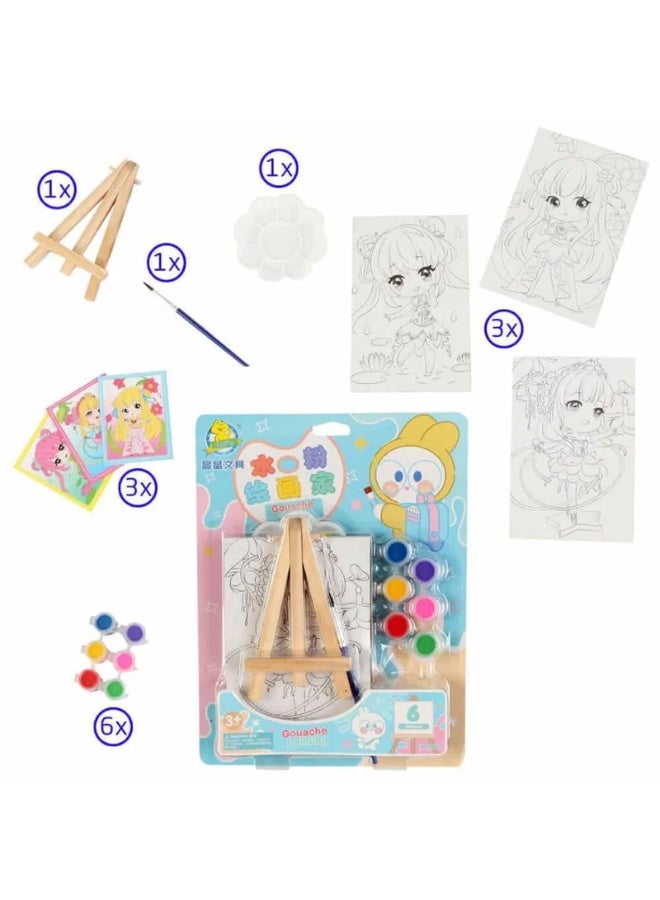 Dreamzon Kids DIY Painting Set with Mini Canvas, Water Color Paint, Brush & Wooden Easel Stand | Creative Art & Craft Kit for Children | Pack of 6 - Image 5