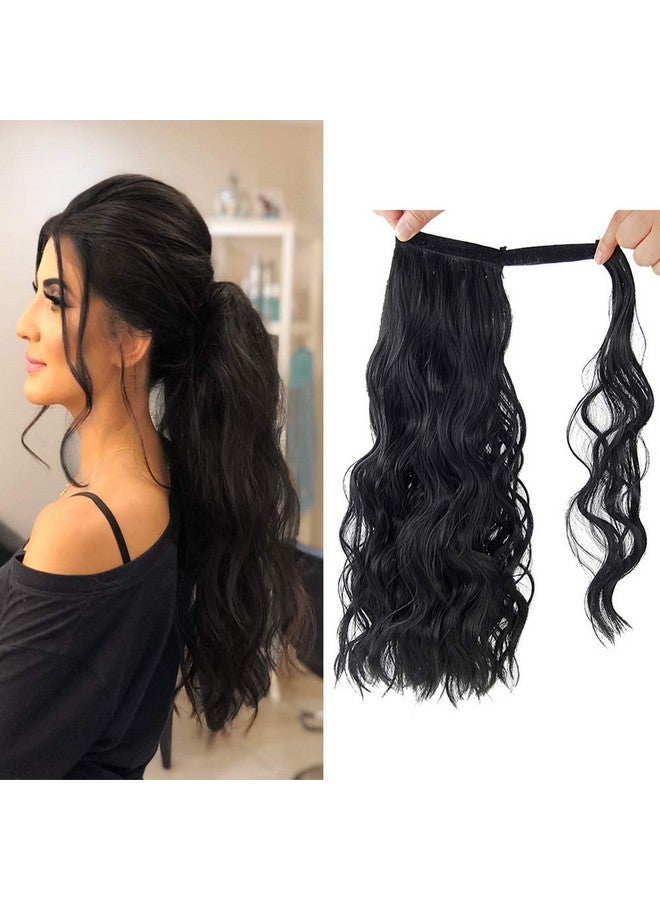 LUSH LOCKS -Wrap Around Ponytail Synthetic Hair Extension For Women And Girl (Black)  - Image 1