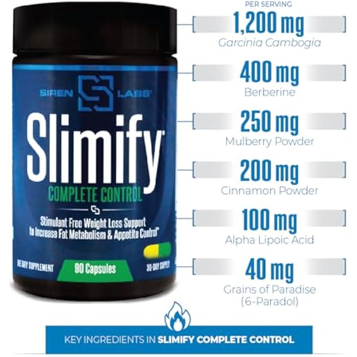 SIRENLABS SLIMIFY Complete Control Stimulant-Free Fat Burner for Weight Loss Support and Metabolism Boost - Image 3