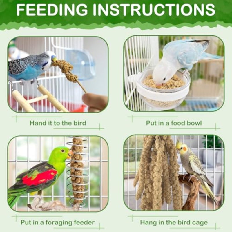2.5LB Spray Millet Treat, All Natural Sun-Dried Healthy Treat Parrot Food Bird Snack for Parakeets, Lovebirds, Cockatiels, Finches, Budgies, Canaries Hamster, Bird Food Bulk - Image 3