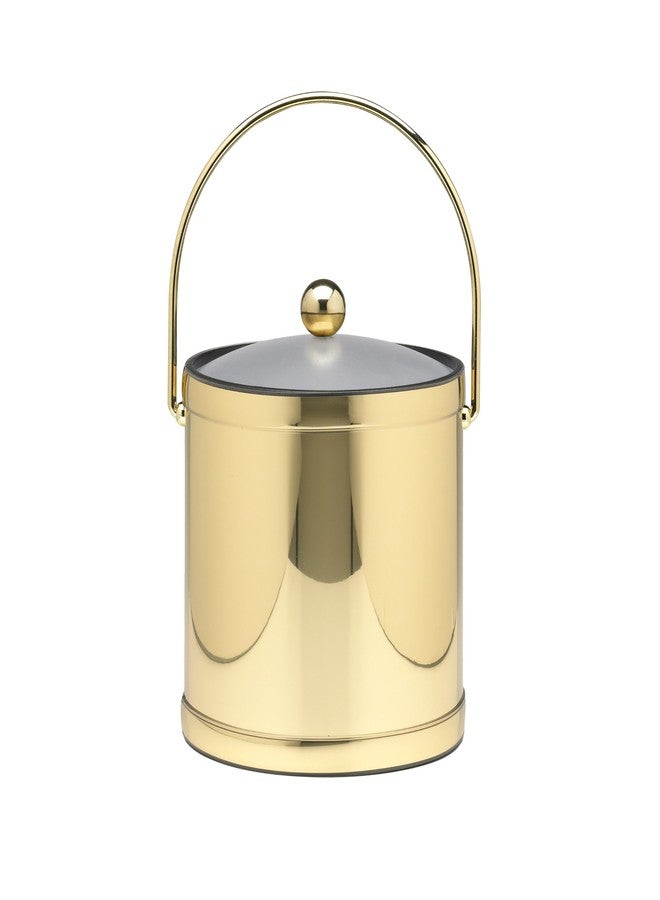 Kraftware Polished Brass Ice Bucket with Bale Handle and Lucite Cover - 3 Quart - Image 1