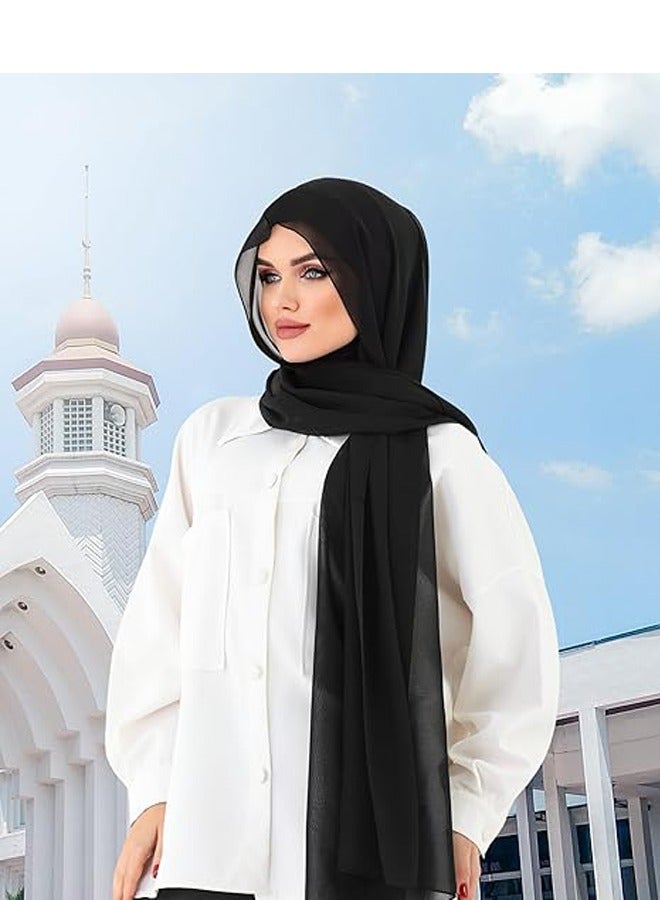 Instant Chiffon Hijab Set 3-in-1 Hijabs Scarf with Built-in Magnets and Undercap Head Wraps with Model Cap  - Image 5