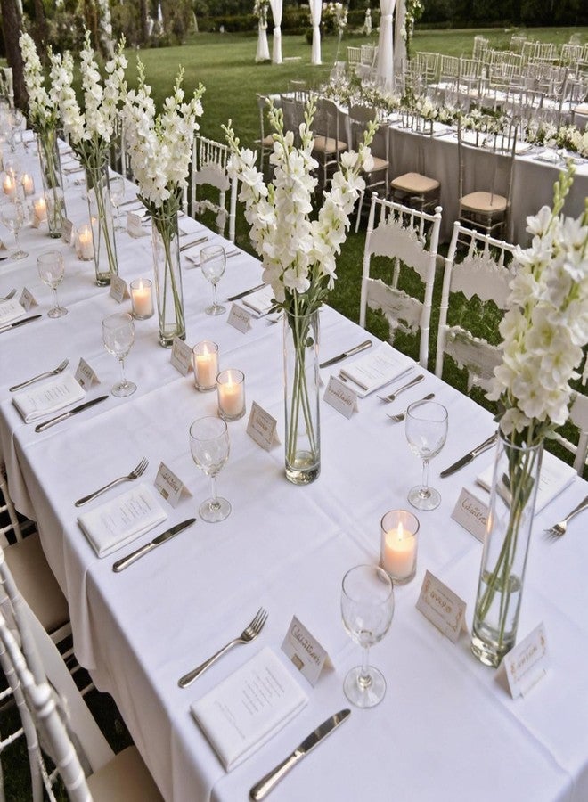 Kenpal 8 pcs White Silk Delphinium Artificial Flowers, 34" Long Snap Dragons Fake Larkspur Silk Flowers with Flocking Stem for Floor Vase Wedding Home (White) - Image 3