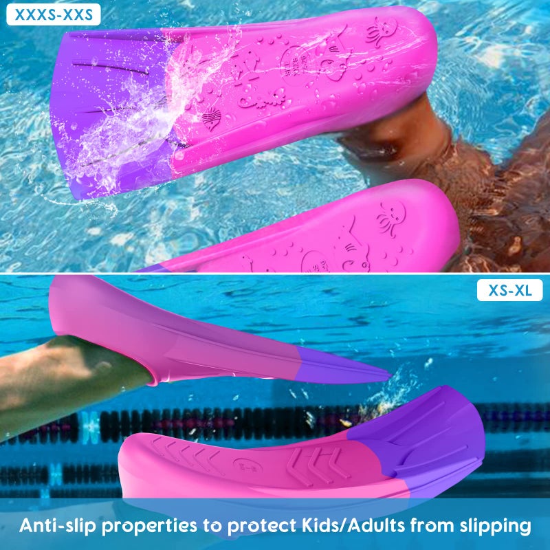 Gintenco Swim Fins, Kids Swim Training Fins for Lap Swimming, Travel Size Flippers with Mesh Bag, Silicone Swimming Fins for Kids Teens Adults Women Men - Image 5