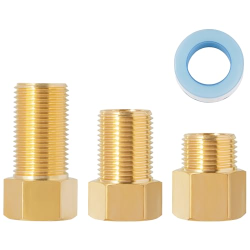 SUNGATOR 1/2" Male × 1/2'' Female Brass Pipe Extension Adapter, 1/2 Inch Brass Nipple Pipe Extension Fittings for Tub Spout/Shower, 30MM/40MM/50MM Extension 1/2'' Pipe Fittings (3 Pack) - Image 1