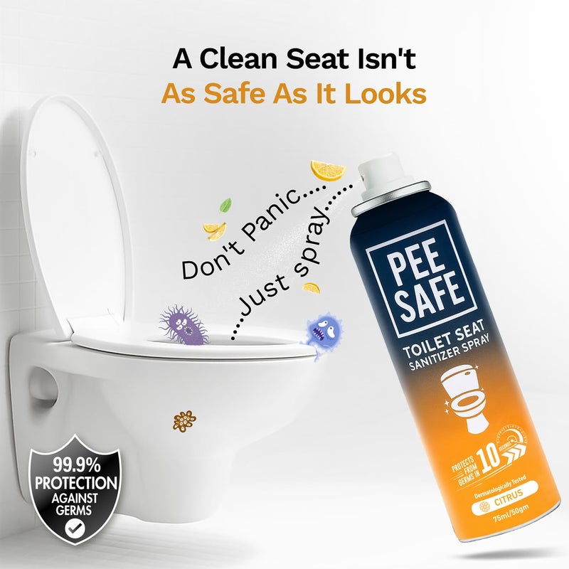 Pee Safe Toilet Seat Spray â€“ Citrus Scent | Pee-Poo Before You Go Spray | Compact & Easy to Use - 2.54 Fl Oz (75ml) - Image 2