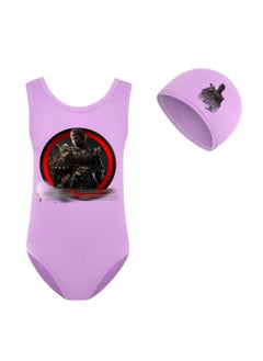 MQD Black Myth Goku Girls' One Piece Swimsuit And Cap Set 