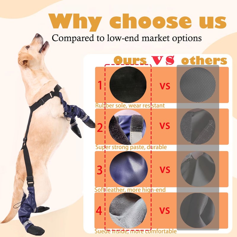 yucca Rubber Dog Boots for Paws, Easy-On Pet Suspender Boot Leggings, Anti Slip Dog Socks, Reusable Waterproof Dogs Booties, Protect Paws from Rain, Snow, Slush, and Snow Melt - Image 4