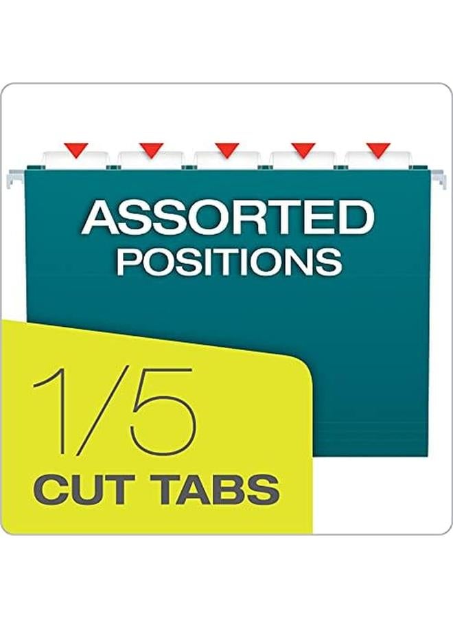 Pendaflex Recycled Hanging File Folders Letter Size Assorted Jewel Tone Colors Two Tone For Foolproof Filing 1 5 Cut Tabs 25 Per Box 81667 - Image 3