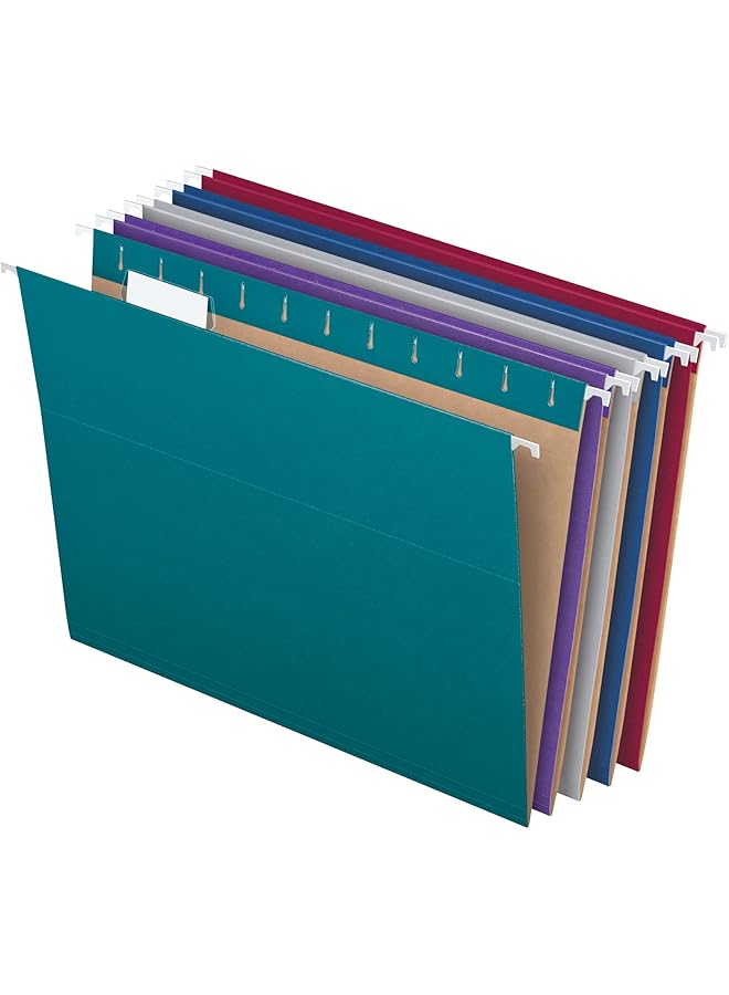 Pendaflex Recycled Hanging File Folders Letter Size Assorted Jewel Tone Colors Two Tone For Foolproof Filing 1 5 Cut Tabs 25 Per Box 81667 - Image 1