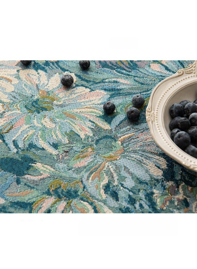 شبيلي مفرش طاولة مستطيل الشكل مقاس 140×180 سم، مفرش طاولة على الطراز الأوروبي الكلاسيكي برسومات زيتية، مفرش طاولة مقاوم للغبار وقابل للغسل، غطاء طاولة كلاسيكي لحفلات الزفاف والمنزل والمطبخ والمطعم - Image 4