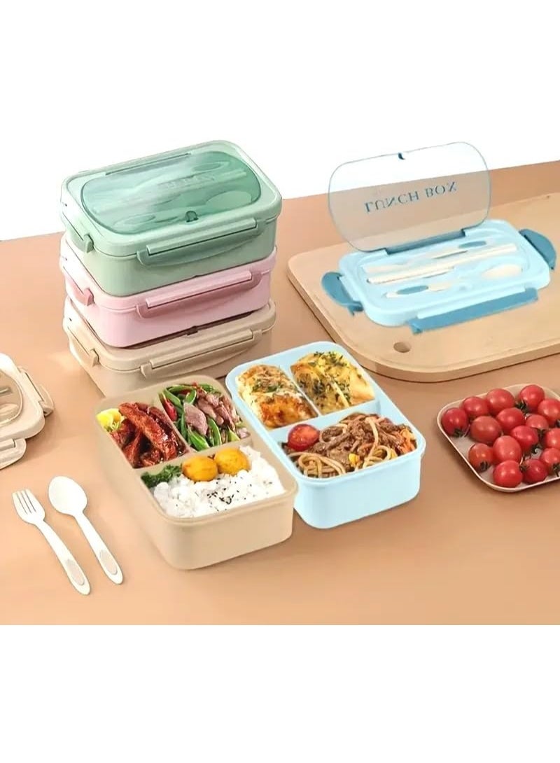 م اكس م صندوق غداء مدرسي وكليتي للبنات، 1400 مل، بينتو مقاوم للتسرب مكون من 3 حجرات مع ملعقة وشوكة قابلة لإعادة الاستخدام، مثالي للأطفال والكبار والسفر والمنزل (وردي) - Image 2