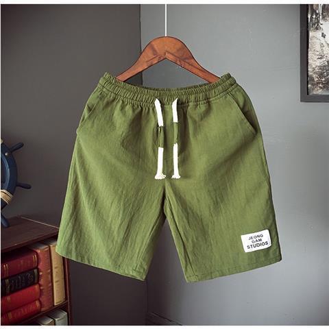 Summer Linen Cotton Shorts for Men K62 Army Green (Ex-gratia) 