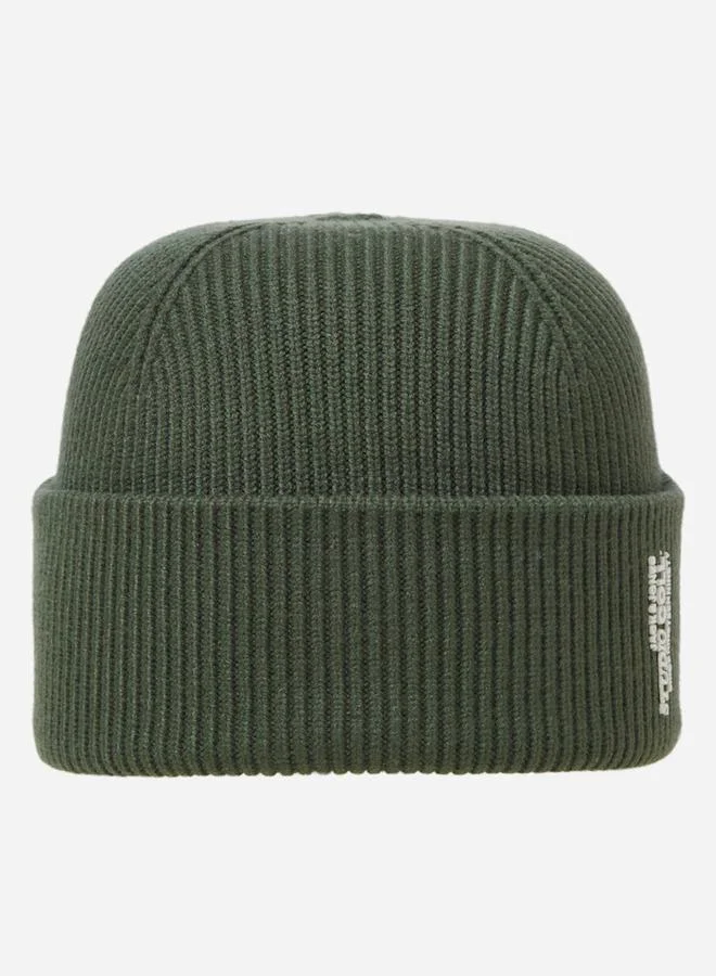 JACK & JONES Green Flat Knit Folded Beanie