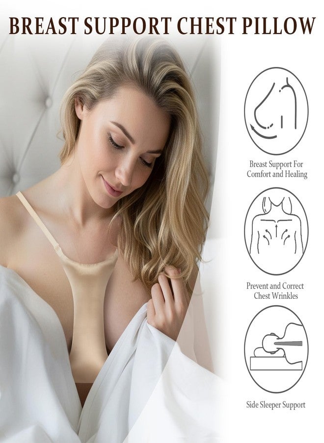SAGUD Cotton Breast Pillow for Chest Wrinkles Side Sleeper Anti-Wrinkle Support Bed Pillow with Adjustable Clasp Soft Beauty Pillow for Sleeping, Gold - Image 2