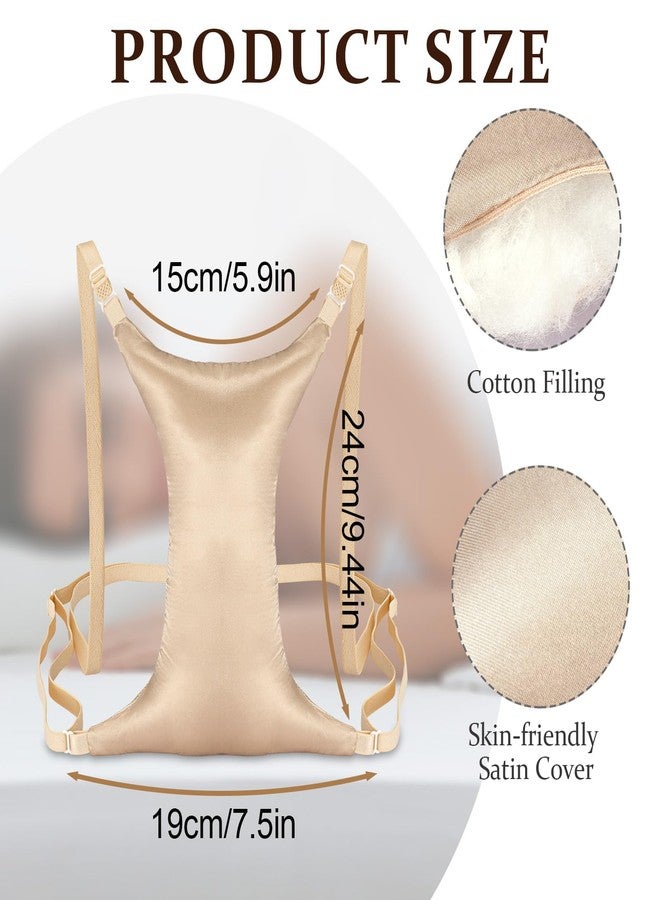 SAGUD Cotton Breast Pillow for Chest Wrinkles Side Sleeper Anti-Wrinkle Support Bed Pillow with Adjustable Clasp Soft Beauty Pillow for Sleeping, Gold - Image 3
