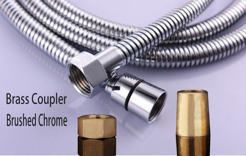 ARISTO Shower Tube Hose Pipe 1 Meter Brass Parts DoubleBuckle Design Hand Shower Pipe Shower Tube Health Faucet Tube Jet Spray Pipe Silver Finish - Image 4