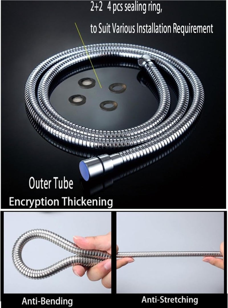 ARISTO Shower Tube Hose Pipe 1 Meter Brass Parts DoubleBuckle Design Hand Shower Pipe Shower Tube Health Faucet Tube Jet Spray Pipe Silver Finish - Image 2