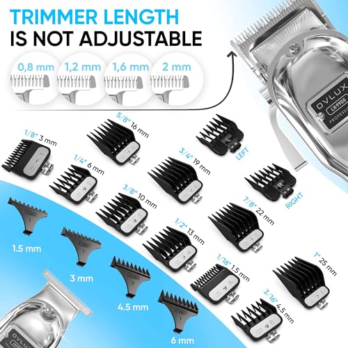 OVLUX Full Metal Cordless Hair Clippers and Trimmer professional set for Men - Rechargeable Clippers for Hair Cutting, Beard T-Blade Trimmer for men, haircut machine for Self Cutting & Grooming Kit - Image 2