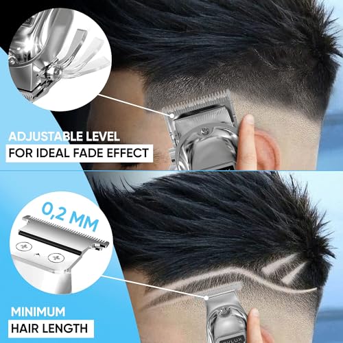 OVLUX Full Metal Cordless Hair Clippers and Trimmer professional set for Men - Rechargeable Clippers for Hair Cutting, Beard T-Blade Trimmer for men, haircut machine for Self Cutting & Grooming Kit - Image 3