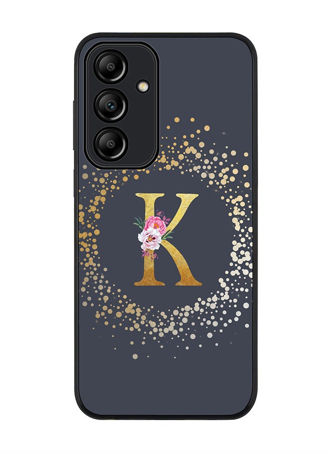 Stylizedd Rugged Black Edge Case for Samsung Galaxy A55, Slim fit Case Thin Cover- Custom Monogram Initial Letter Floral Pattern Alphabet - K  (Grey) - Image 1