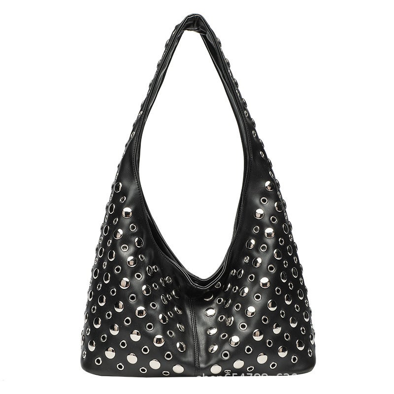 Women's Fashion Bucket Bag with Polka Dots and Studs - Image 5