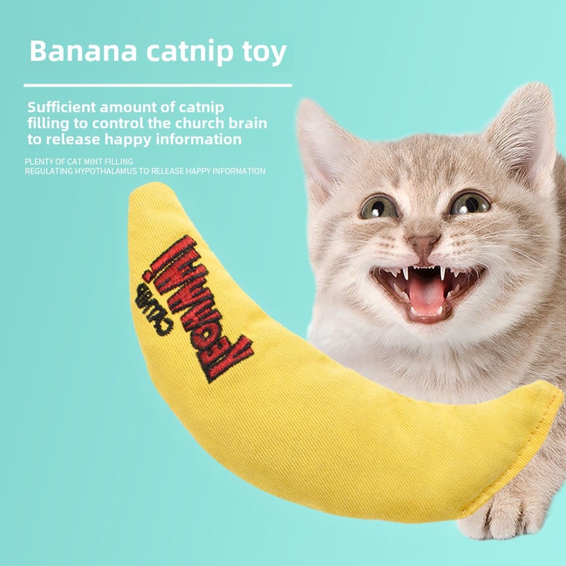 Cat Worry-Relieving Toy Imported Mint Banana Shape Canvas Material Interactive Cat Amusing Interactive Toy(Yellow, 15*7cm  40g) - Image 3