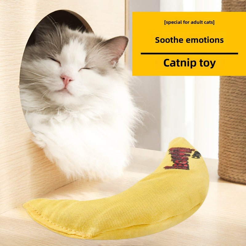 Cat Worry-Relieving Toy Imported Mint Banana Shape Canvas Material Interactive Cat Amusing Interactive Toy(Yellow, 15*7cm  40g) - Image 2