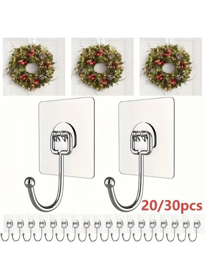 30pcs Transparent Heavy Duty Wall Hooks 60 lb Capacity For Kitchen Bathroom Decor - Image 2