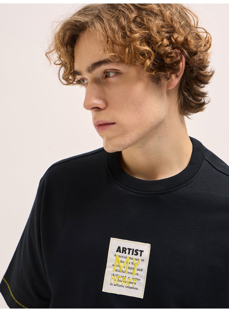 THE BEAR HOUSE Men's Black Graphic Print Crew Neck T-shirt Perfect For Casual Wear, Gym, Travel, Or Layering Stylish And Versatile Essential For Every Wardrobe - Image 5