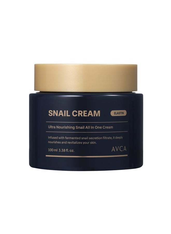 Avca Snail Mucin Face Cream Moisturizer 100ml(3.38 fl. oz) – Hydrating Anti Aging Korean Skin Care, Helps Improve Elasticity & Fine Lines with HA & Collagen - Image 1