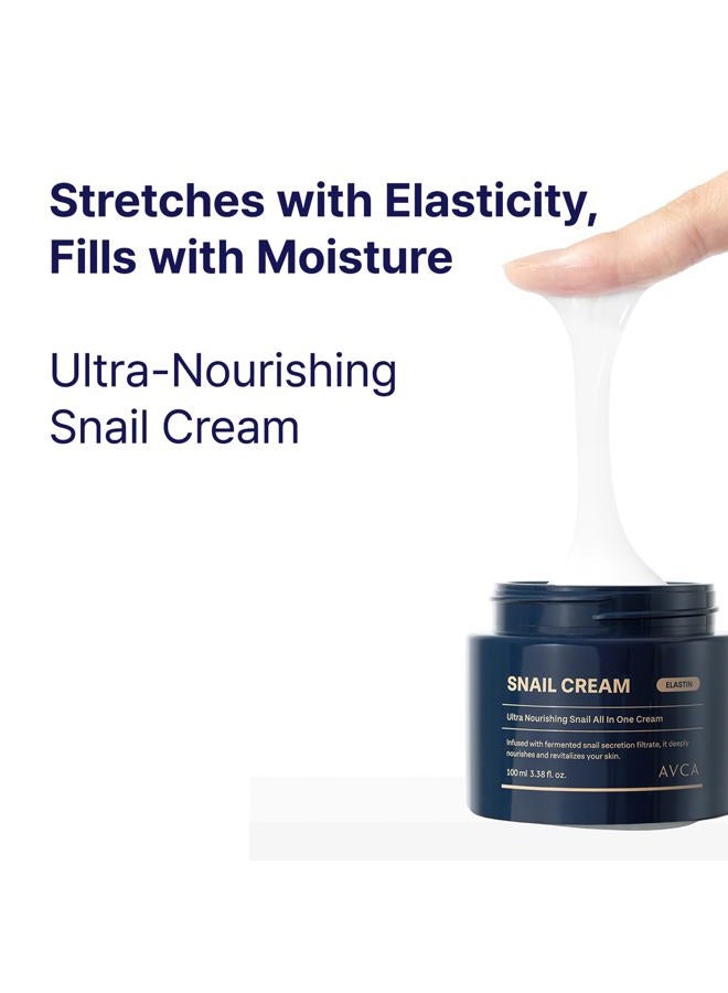 Avca Snail Mucin Face Cream Moisturizer 100ml(3.38 fl. oz) – Hydrating Anti Aging Korean Skin Care, Helps Improve Elasticity & Fine Lines with HA & Collagen - Image 2