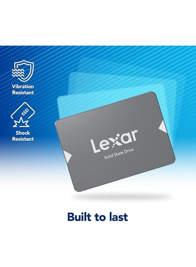 ليكسا محرك أقراص الحالة الصلبة الداخلي Lexar NS100 SSD سعة 1 تيرابايت، مقاس 2.5 بوصة، SATA III، سرعة قراءة تصل إلى 550 ميجابايت/ثانية، لون رمادي (LNS100-1TRBNA) - Image 2
