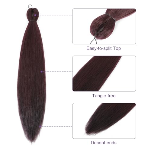 ROSDINA Pre-stretched Braiding Hair - 30 Inch 8 Packs Burgundy Wine Red Braiding Hair For Twist or Box Braids, Yaki Texture Hot Water Setting Synthetic Long Braiding Hair Extensions (30 Inch, 99J-8P) - Image 2