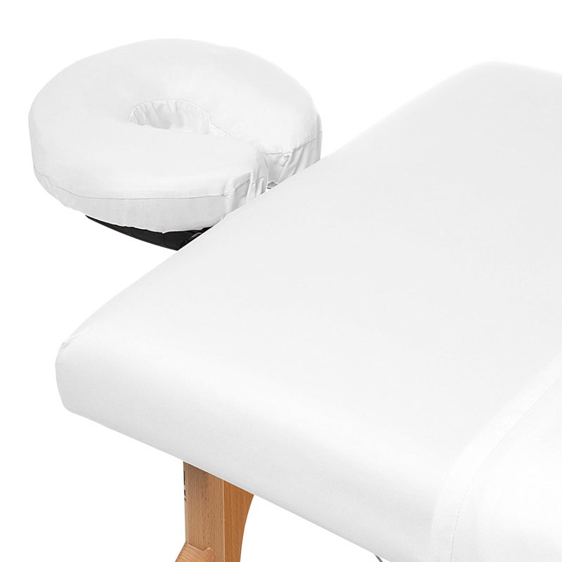 Saloniture 3-Piece Microfiber Massage Table Sheet Set - Premium Facial Bed Cover - Includes Flat and Fitted Sheets with Face Cradle Cover - White - Image 3
